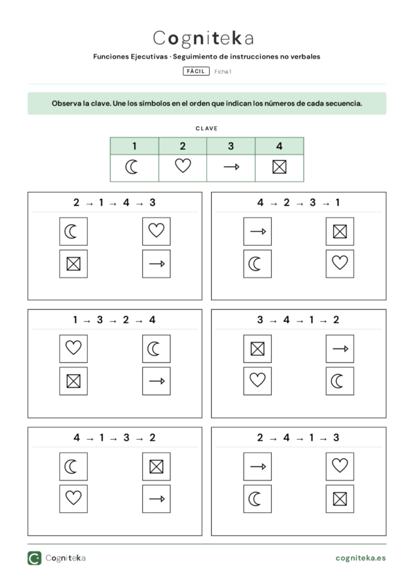 Seguimiento de instrucciones no verbales — Nivel Fácil