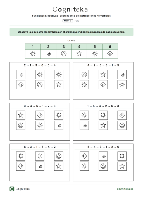 Seguimiento de instrucciones no verbales — Nivel Medio