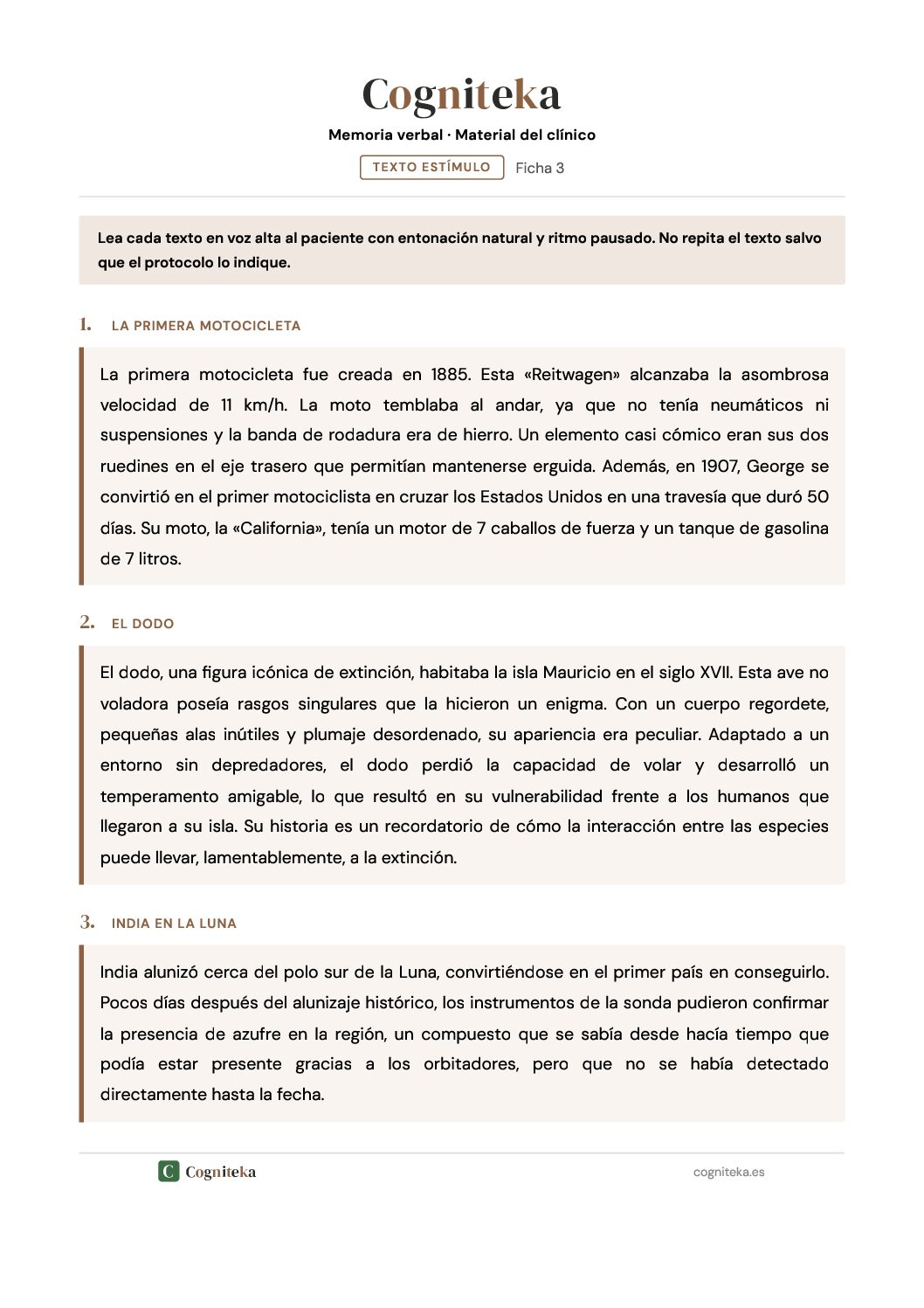 Memoria verbal episódica — Texto estímulo