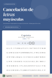 cancelación letras mayúsculas nivel 2 pares similares C G discriminación perceptiva atención selectiva