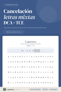 cancelación letras mixtas nivel 2 b d confusión especular discriminación ortográfica DCA