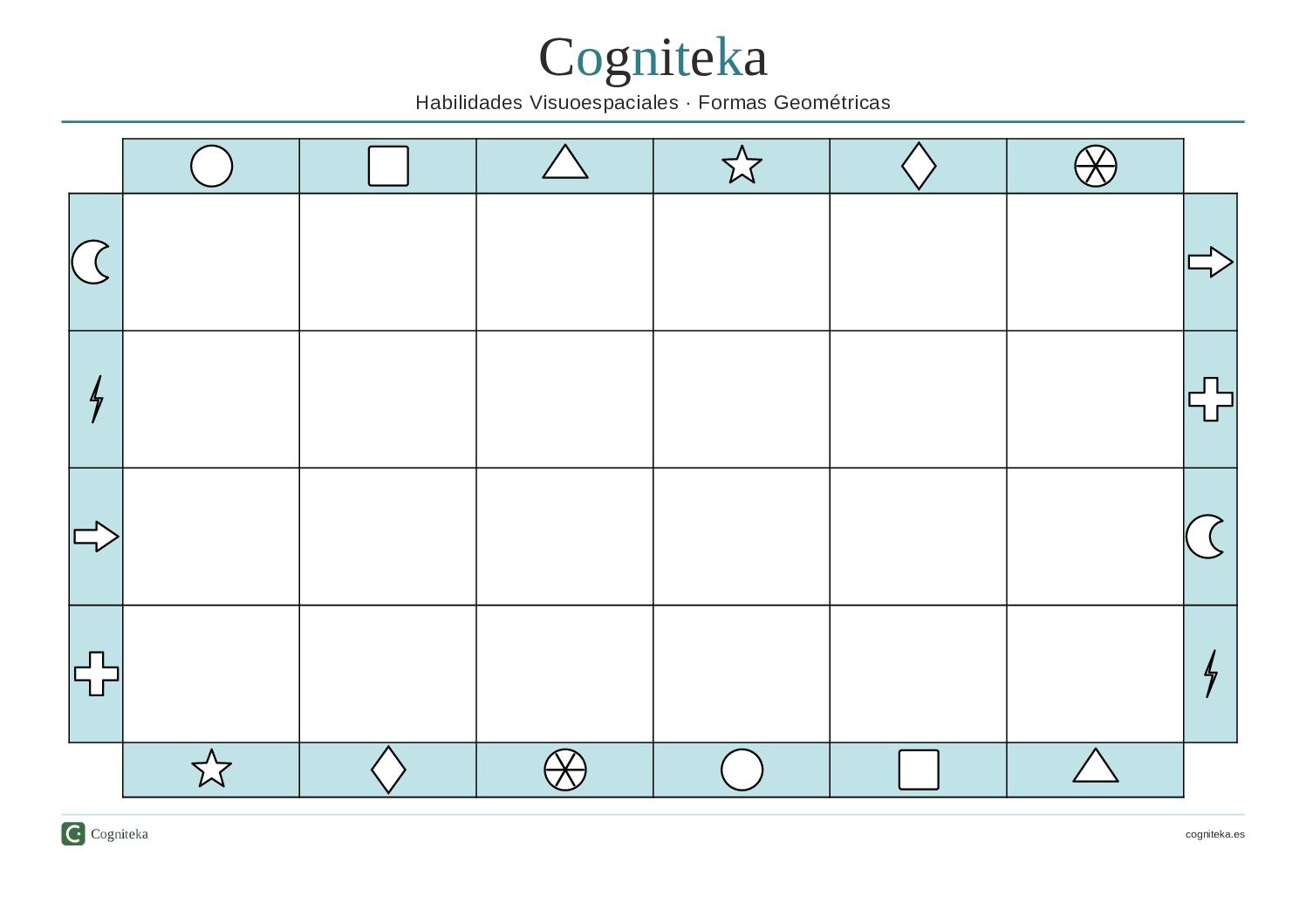 Ficha visuoespacial formas geométricas B&N Horizontal Gratis