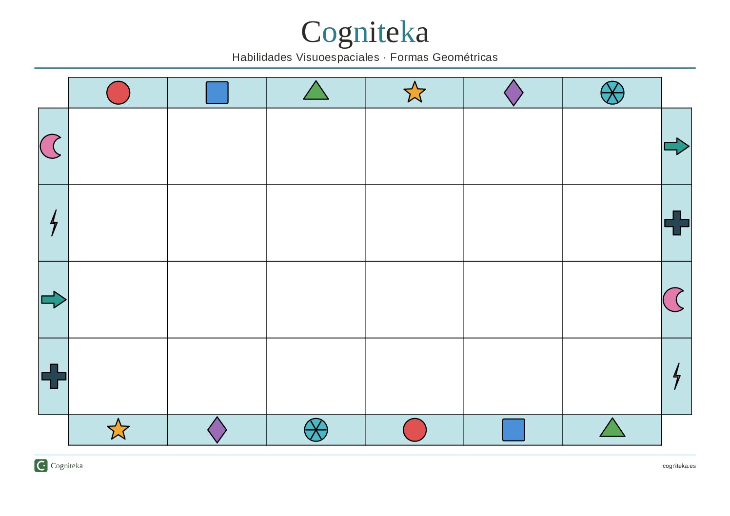 Ficha Visuoespacial Formas Geométricas Color Horizontal | 24 Celdas