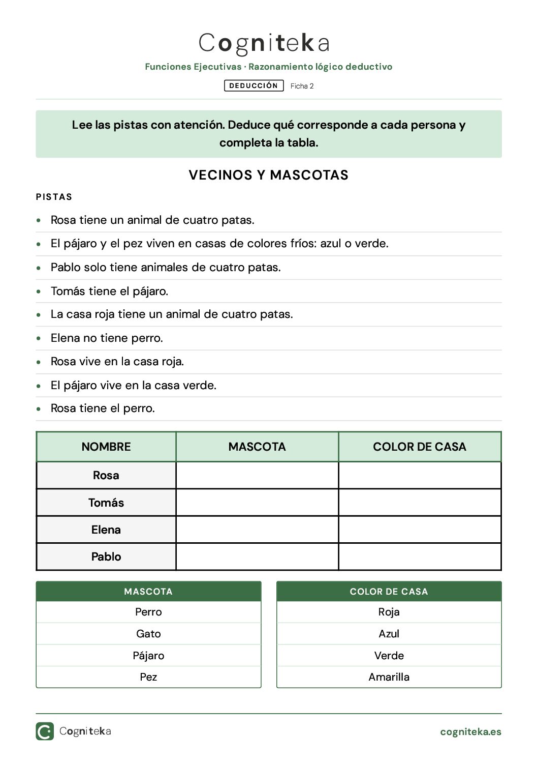 Ficha Razonamiento Deductivo Rehabilitación Cognitiva │ Gratis