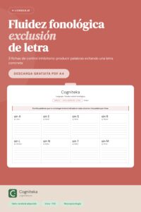 [toc]
<p>Las <strong>fichas fluidez fonológica exclusion letra</strong> de Cogniteka invierten la lógica habitual de la fluidez verbal: en lugar de pedir palabras que contengan una letra, exigen palabras que la eviten. Esta inversión convierte la tarea en uno de los retos ejecutivos más exigentes de toda la batería de lenguaje, activando control inhibitorio, monitorización sostenida y flexibilidad cognitiva además del acceso léxico habitual.</p>
[INSERTAR IMAGEN AQUÍ]
<h2>Qué entrenan las fichas fluidez fonológica exclusion letra</h2>
<p>Producir palabras evitando una letra concreta obliga al sistema cognitivo a mantener activa una restricción durante toda la búsqueda léxica, inhibiendo automáticamente los candidatos que la contengan. Esta operación involucra el córtex prefrontal en mayor medida que la fluidez convencional. Las fichas fluidez fonológica exclusion letra resultan especialmente útiles para entrenar las funciones ejecutivas en pacientes que conservan un léxico relativamente accesible pero presentan disfunción en el control. Es por tanto un material que sirve tanto al dominio lingüístico como al ejecutivo, especialmente relevante en daño cerebral adquirido con afectación frontal.</p>
<h2>Estructura de las tres fichas</h2>
<p>La primera ficha, de nivel alto, plantea exclusiones de letras de muy alta frecuencia en castellano: sin A, sin E, sin S, sin R, sin L, sin N, sin T y sin M. Estas letras aparecen en la mayoría de palabras del idioma, por lo que evitarlas exige descartar gran parte del vocabulario habitual. La segunda ficha aborda otra serie de letras frecuentes (O, I, C, D, P, B, G, F), y la tercera, de nivel alto a muy alto, incorpora letras menos frecuentes (U, V, J, Z, H, Q, Ch, Ll) cuya exclusión paradójicamente resulta más manejable porque restringe menos el léxico disponible.</p>
<h2>Población clínica indicada</h2>
<p>Las fichas fluidez fonológica exclusion letra están indicadas en adultos con daño cerebral adquirido en fase crónica, especialmente aquellos con afectación frontal subcortical, lesiones tras ictus de la arteria cerebral media o secuelas de TCE con compromiso ejecutivo. También son útiles en deterioro cognitivo leve con perfil disejecutivo y en personas con esclerosis múltiple en fases con afectación cognitiva incipiente. La evidencia respalda el uso de tareas de fluidez verbal como herramienta de intervención lingüística estructurada en afasia post-ictus, como recoge el <a href="https://pubmed.ncbi.nlm.nih.gov/33503209/" rel="noopener" target="_blank">efecto de un programa de intervención logopédica en pacientes con afasia no fluente tras ictus en tareas de fluidez verbal</a> publicado en 2021.</p>
<h2>Cómo aplicar las fichas fluidez fonológica exclusion letra</h2>
<p>La aplicación clínica requiere asegurar primero que el paciente comprende correctamente la consigna. Recomendamos un ejemplo verbal antes de comenzar: "Vamos a escribir palabras que no contengan la letra A. ¿Se te ocurre alguna?" Si el paciente produce una palabra incorrecta (por contener la letra prohibida), el terapeuta puede señalar la letra concreta y pedir reformulación, lo que entrena la autocorrección y la monitorización. Es habitual que aparezcan errores incluso en pacientes con buen rendimiento, lo que ofrece oportunidades terapéuticas para trabajar la conciencia de error y la regulación ejecutiva.</p>
<h2>Beneficios cognitivos del entrenamiento</h2>
<p>El trabajo regular con fichas fluidez fonológica exclusion letra fortalece la inhibición de respuestas automatizadas, mejora la monitorización sostenida durante tareas léxicas y refuerza la capacidad de mantener simultáneamente un objetivo y una restricción. Estos beneficios se transfieren a situaciones cotidianas: redactar mensajes evitando determinadas expresiones, mantener líneas argumentales sin desviaciones temáticas o controlar el discurso en contextos sociales formales. La práctica repetida fortalece los circuitos prefrontales implicados, contribuyendo a la reorganización funcional tras la lesión.</p>
<h2>Diseño y especificaciones del PDF</h2>
<p>El archivo PDF A4 imprimible incluye las tres fichas con el diseño característico de la serie de lenguaje de Cogniteka. Cada celda muestra la consigna "sin X" en tamaño reducido pero plenamente legible (la consigna ocupa más caracteres que una letra única), seguida de un ejemplo orientativo y diez líneas para escritura. El acento cromático coral identifica el dominio de lenguaje. Las fichas fluidez fonológica exclusion letra se integran en un programa completo de rehabilitación junto con otros materiales de la <a href="https://cogniteka.es/?cogcat=lenguaje">categoría de lenguaje</a> de Cogniteka, donde encontrarás recursos complementarios para fluidez fonológica, semántica y otras dimensiones del lenguaje en DCA.</p>
