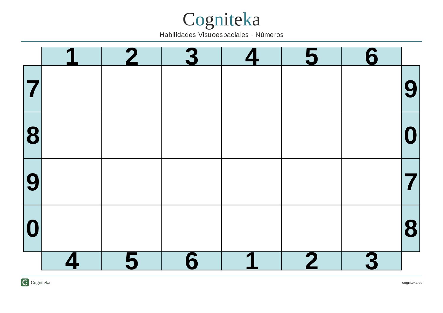 Ficha Visuoespacial Números Horizontal | 24 Celdas
