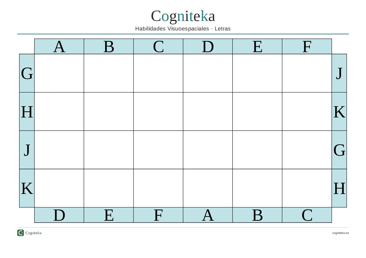 Ficha Visuoespacial Letras Horizontal | 24 Celdas