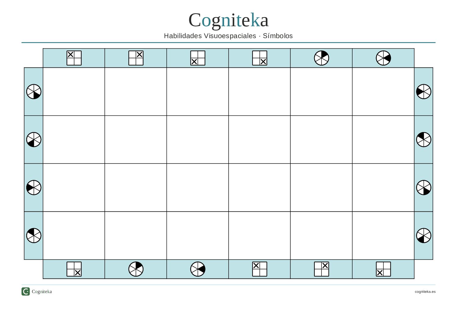 Ficha Visuoespacial Símbolos Horizontal | 16 Celdas Gratis