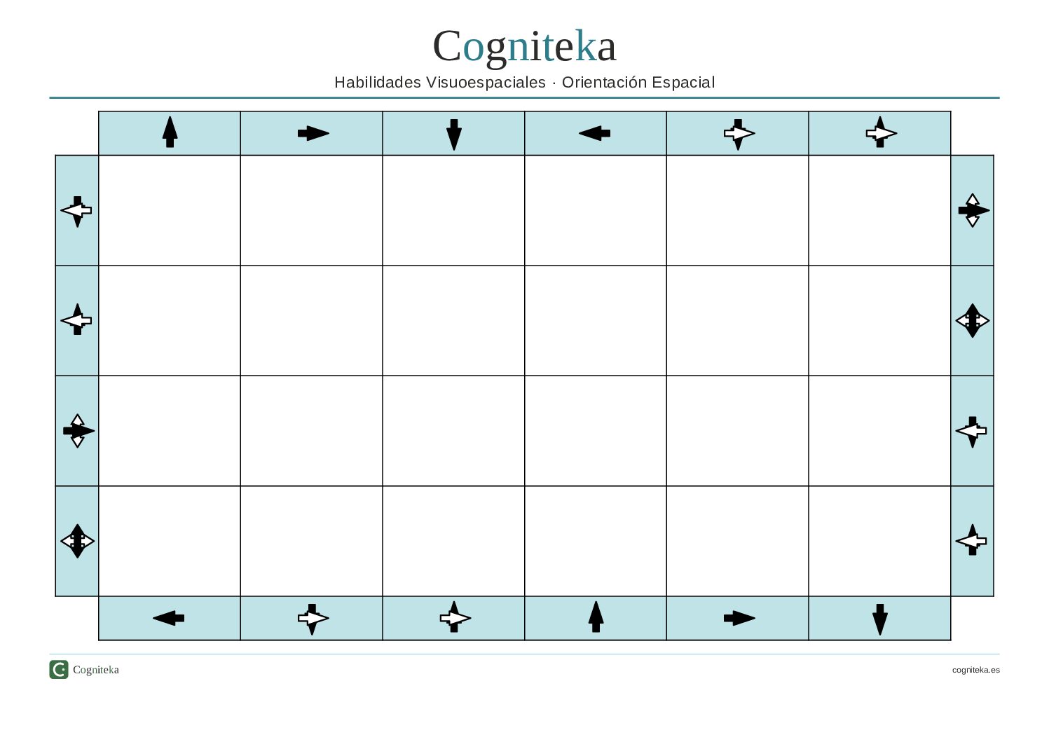 Ficha Visuoespacial Flechas Horizontal | 24 Celdas Gratis
