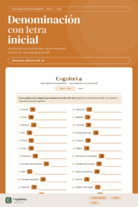 fichas denominación letra inicial nivel fácil velocidad procesamiento rehabilitación cognitiva