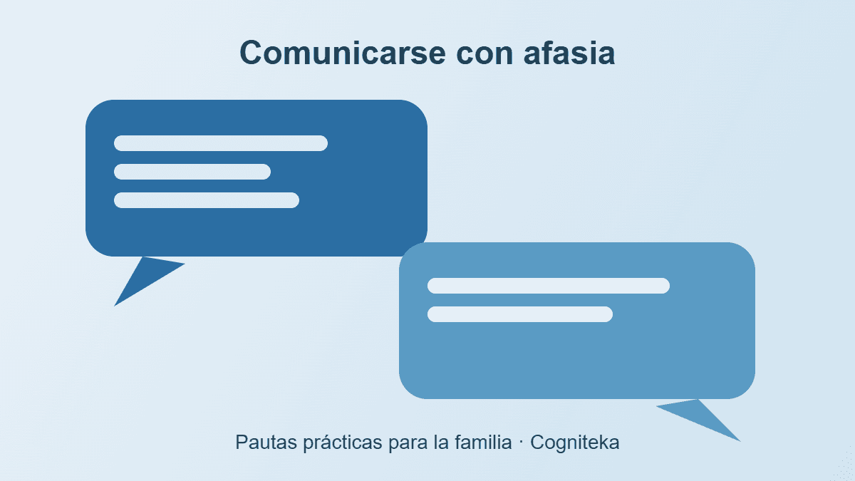 Comunicarse con afasia: familiar usando frases cortas y apoyo visual
